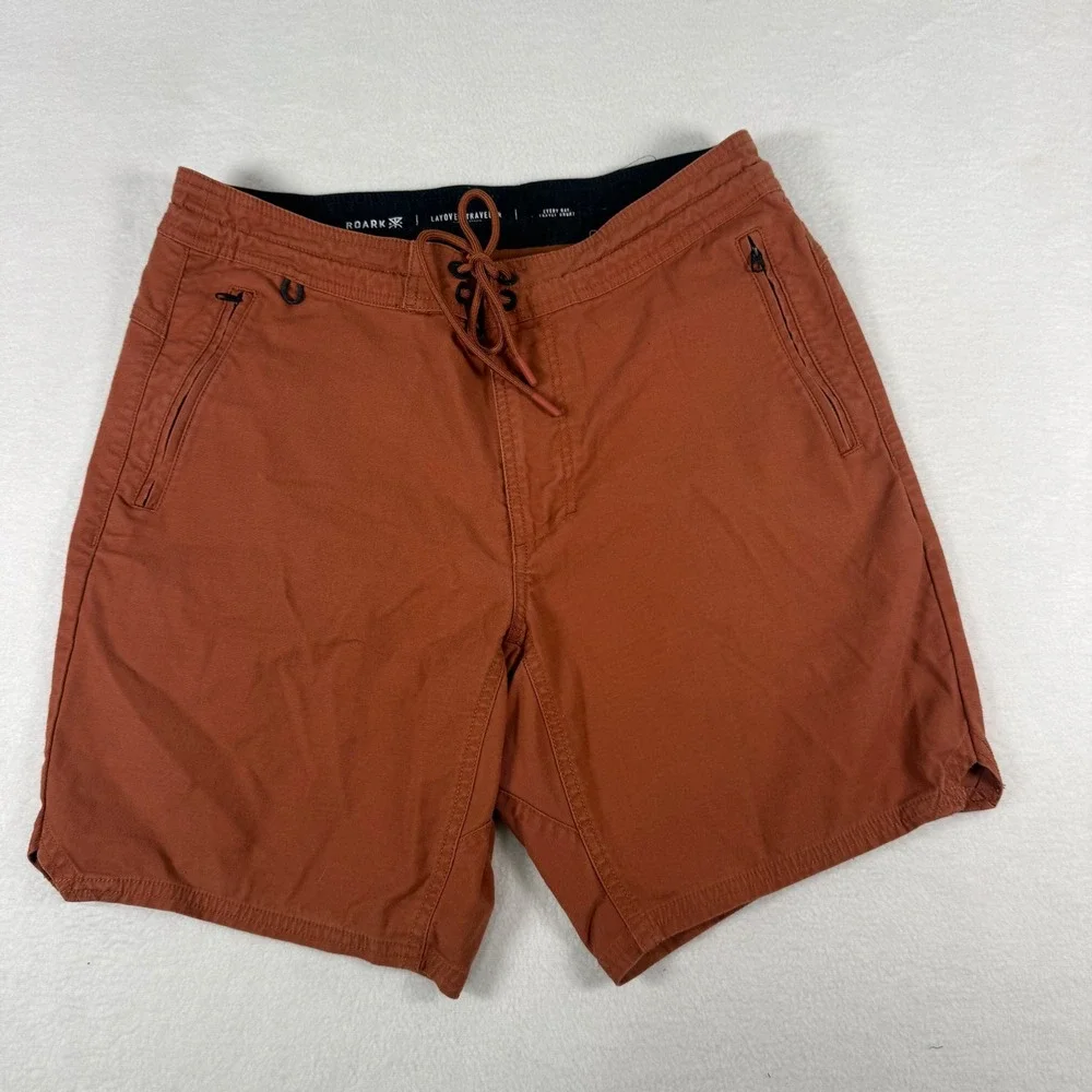 Roark Layover Traveler Shorts Mens 30 Rust Orange Cotton Gorpcore Utility Travel